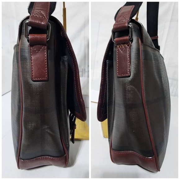 Authentic Burberry Smoked Check Crossbody/Messenger Bag Wine/Brown - Picture 15 of 16